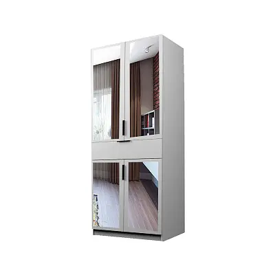 картинка Шкаф ЭКОН распашной 2-х дверный с ящиком со штангой с 2-мя зеркалами от магазина КУПИ КУПЕ